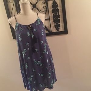 Floral embroidery dress in blues size M